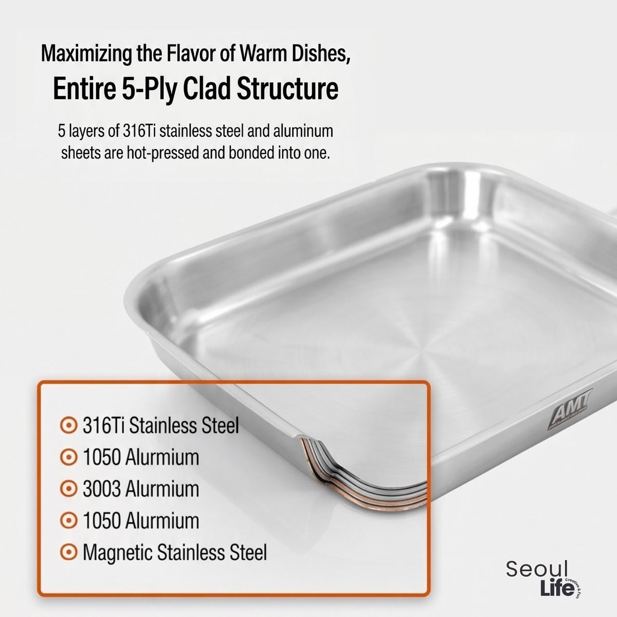 [AMT] 316Ti Stainless Steel 5-Ply Multi-Cooker Pot