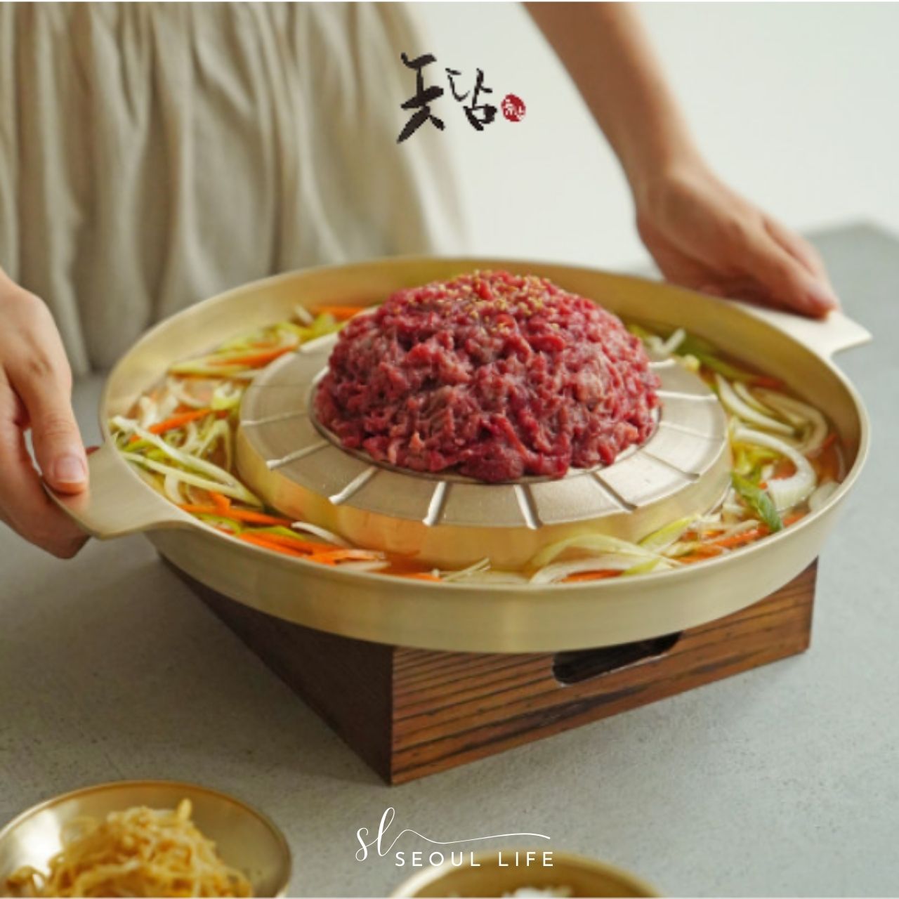 *NotDam* Korean traditional Brassware Grill (Griddle) with deep pot for  shabu-shabu_30cm