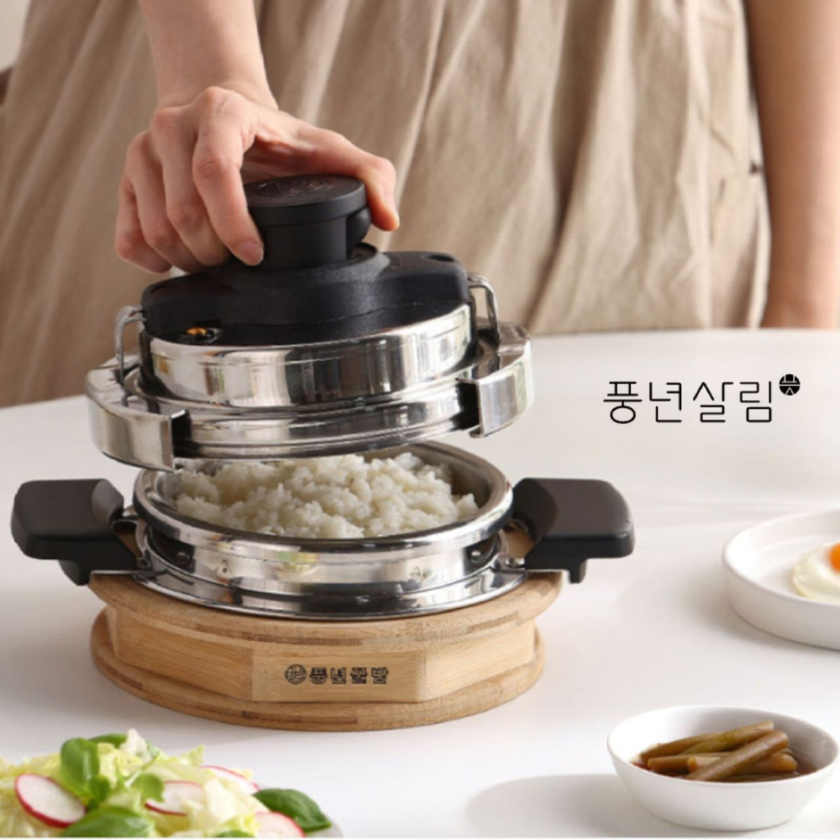 [PoongNyun] PN Korean Style Pressure Rice Pot 5-Piece Set | SUS 304 3-Ply