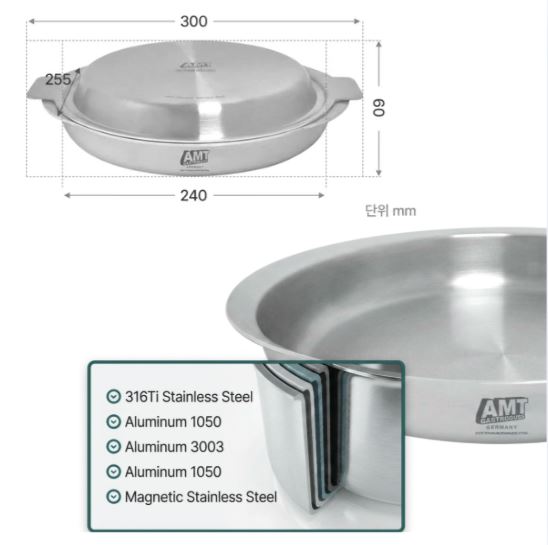 [AMT] 316Ti Double Pan, Premium 5-Ply Stainless Steel Cookware