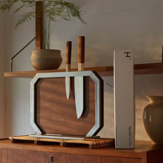 [Heriter] Premium Signature Knife Chopping board with Steel Stand