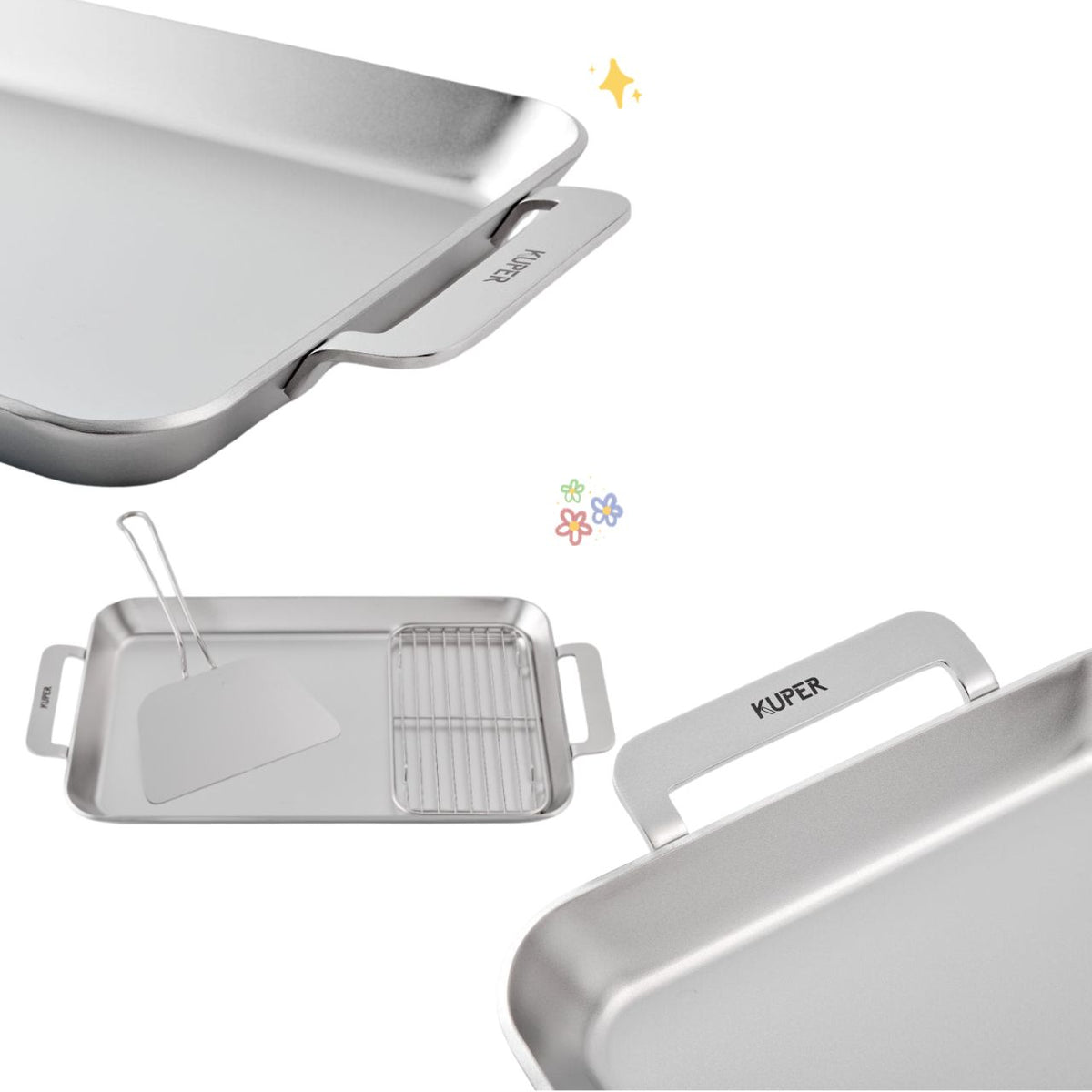 [KUPER]  5-Ply 4T SUS 304 Zero-Polish Rectangular Long Pan