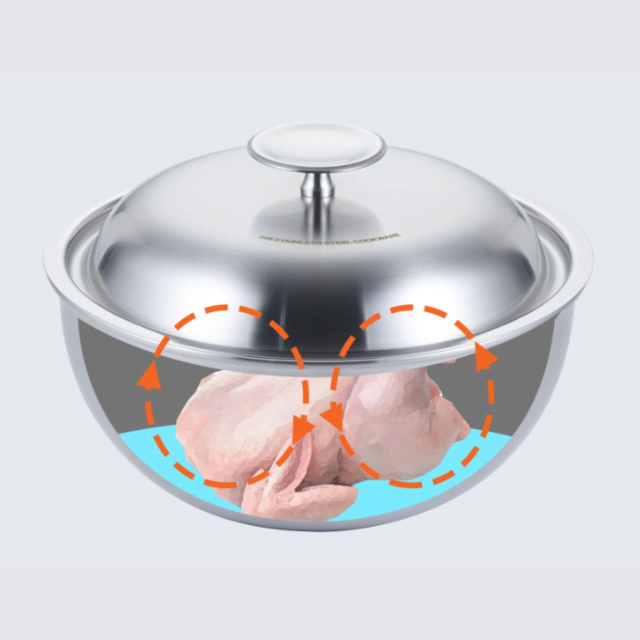 [Chefwin] 316STS(Ti) 22cm & 26cm Wok Set with Lids + detachable handle