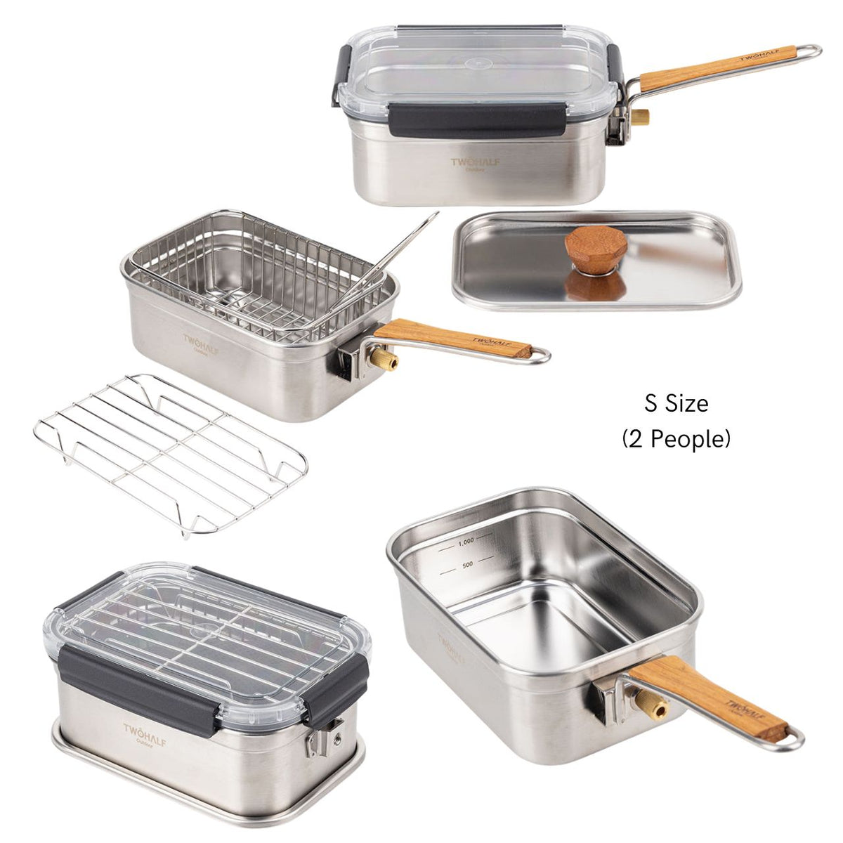 [Twohalf] Multi-function Cooking pot, container, Steamer