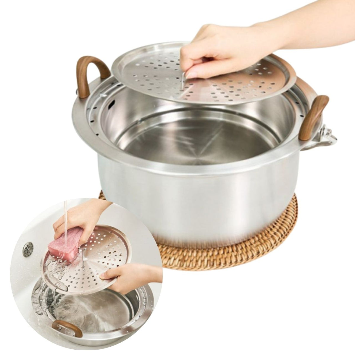 [Twohalf] 3-Ply SUS 304 All-in-One Outdoor Camping Cookware Set