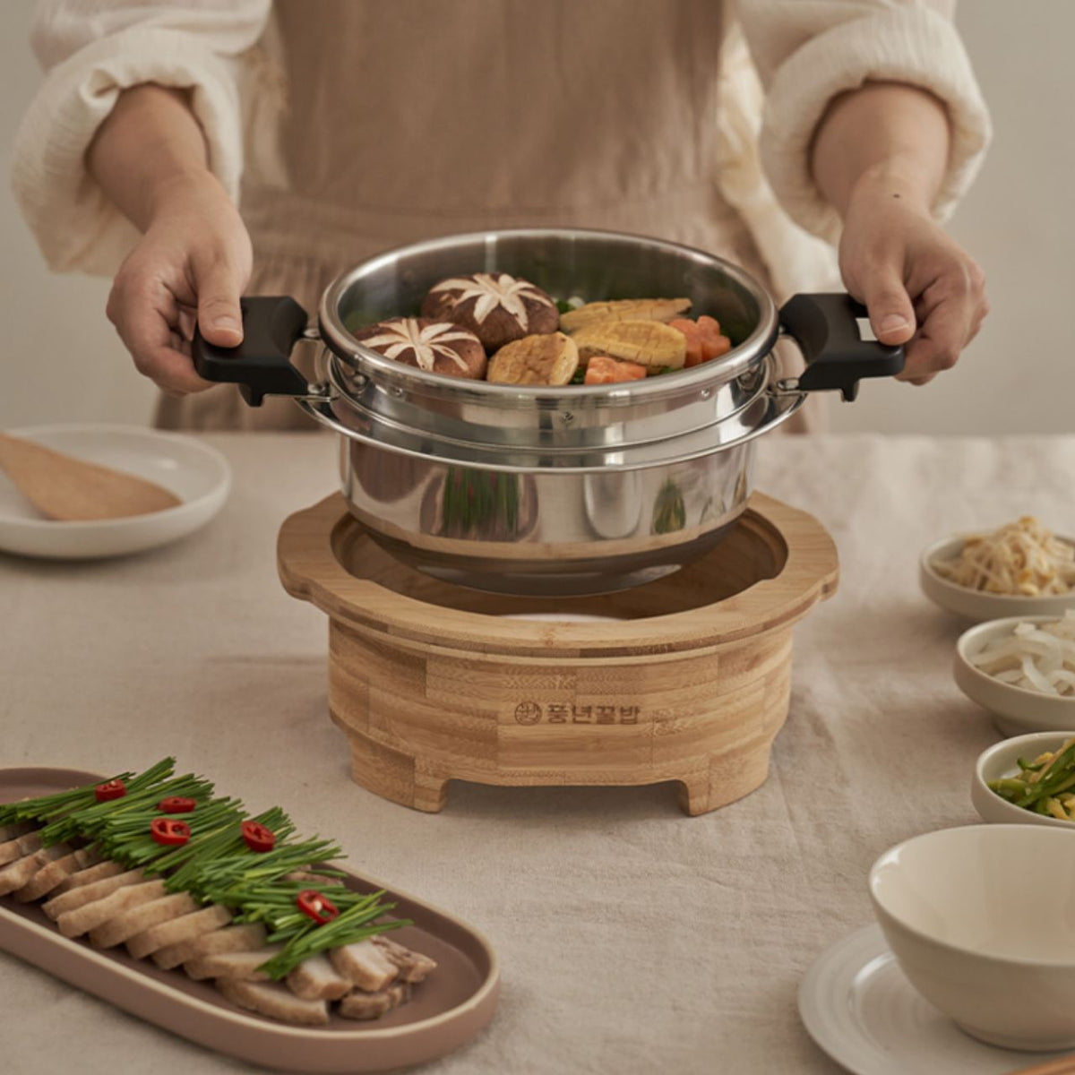 [PoongNyun] PN Korean Style Pressure Rice Pot 5-Piece Set | SUS 304 3-Ply