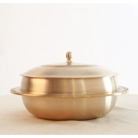 Traditional Korean Cauldron Brassware Stew & Rice Pot/ 3-4 Portions & 19.5cm Diameter. Outdoor Camping Gear