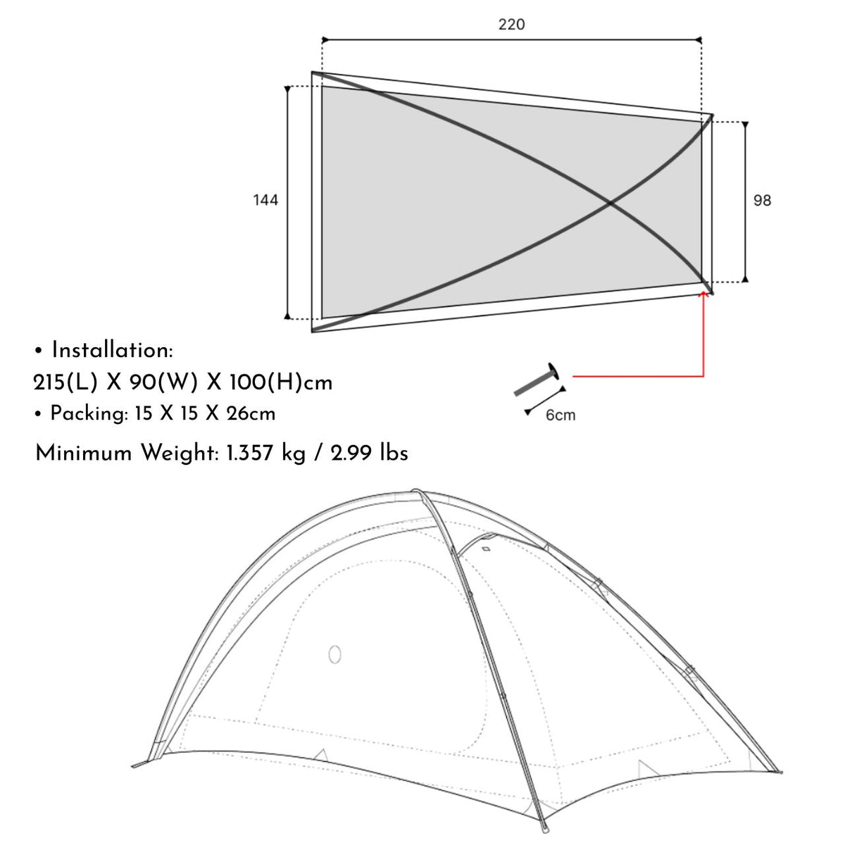 [URBANSIDE] TEGO™ 1.5P Ultralight Backpacking Tent