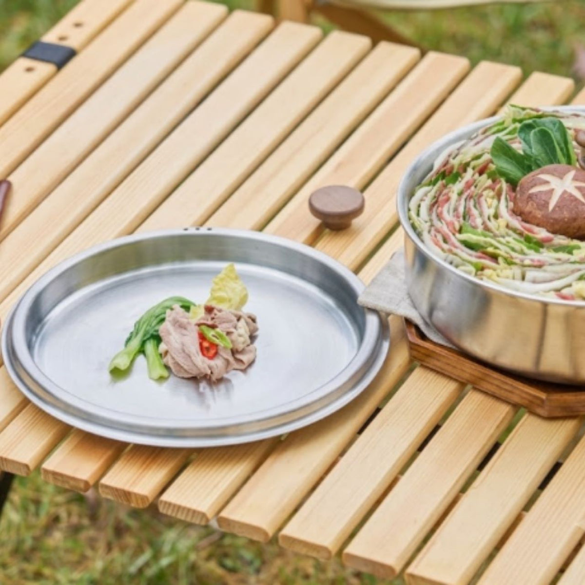[Twohalf] 3-Ply SUS 304 All-in-One Outdoor Camping Cookware Set