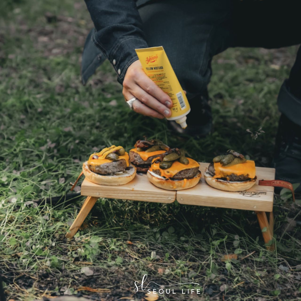 [SeoulLife] Foldable Pocket Camping Wooden Table, Made in Korea