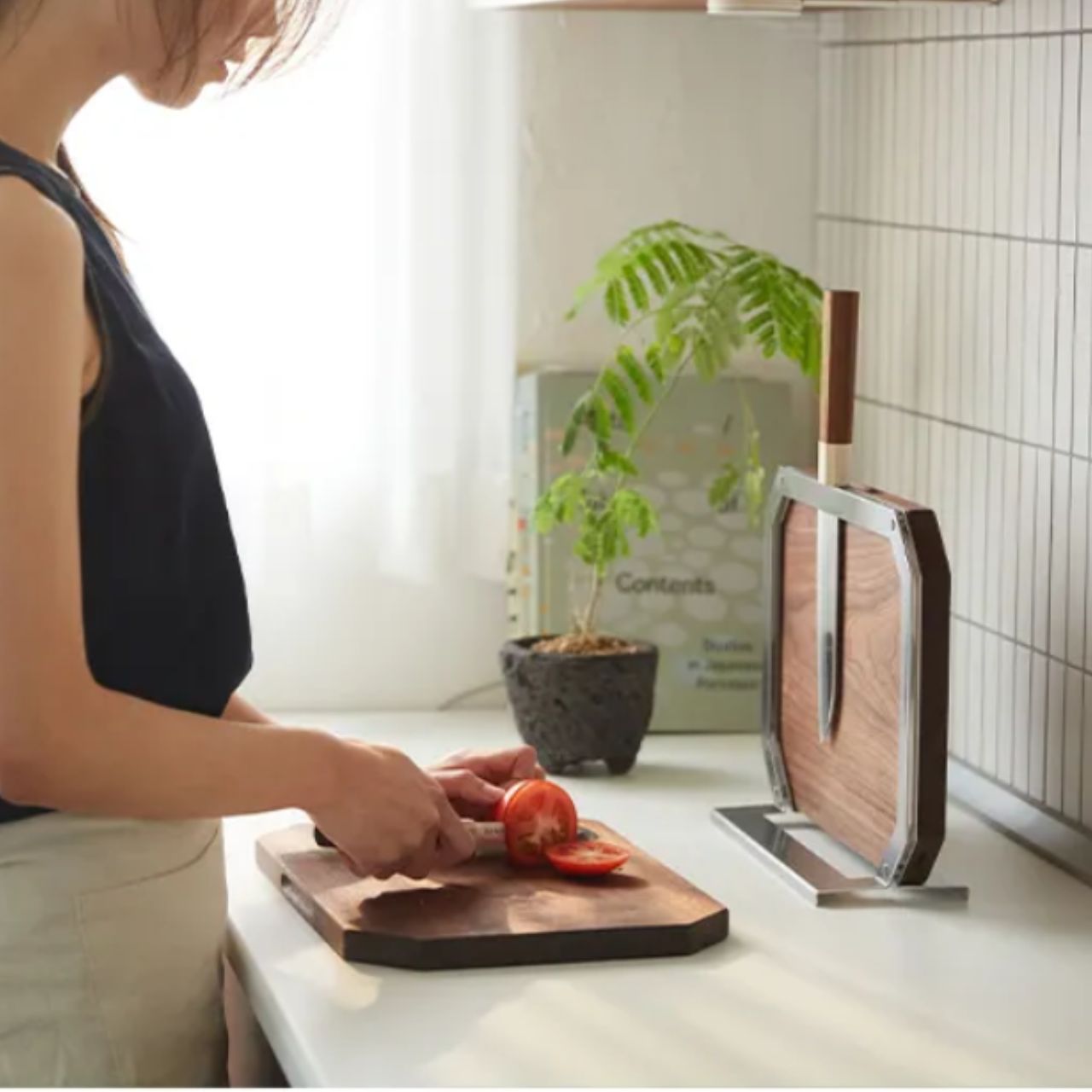 [Heriter] Premium Signature Knife Chopping board with Steel Stand