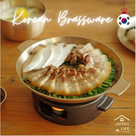 *NotDam* 韓國傳統黃銅器皿 24 公分烹飪鍋帶蒸氣盤