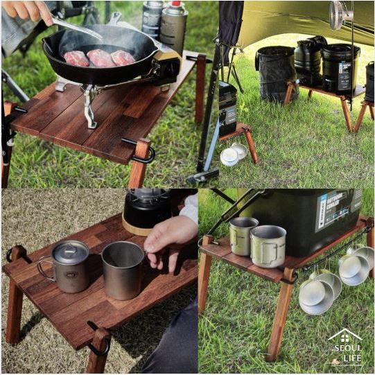 Multi-use Foldable Wooden Camping table, 65cm x 35xm, Easy assemble & Max 160kg loading. Outdoor Camping