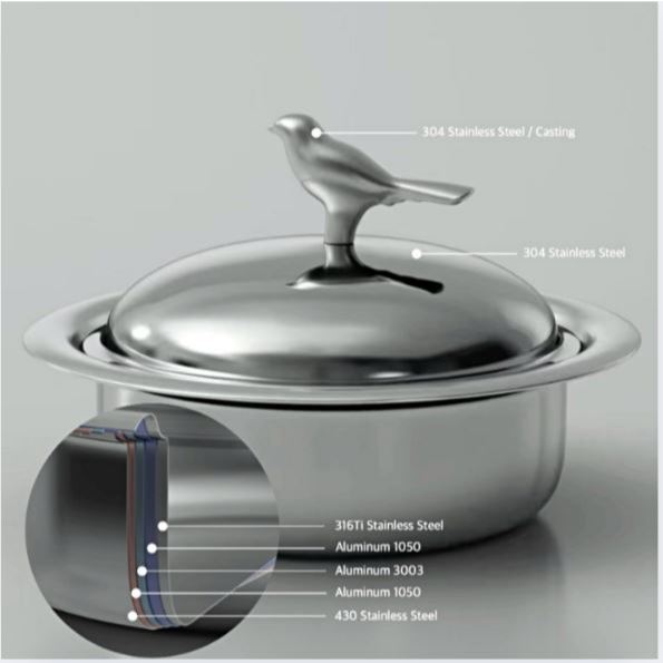 [finnilo] 316ti Stainless 5Ply Stew Pot with Pumpkin/ Maple Leaf Handle Lid